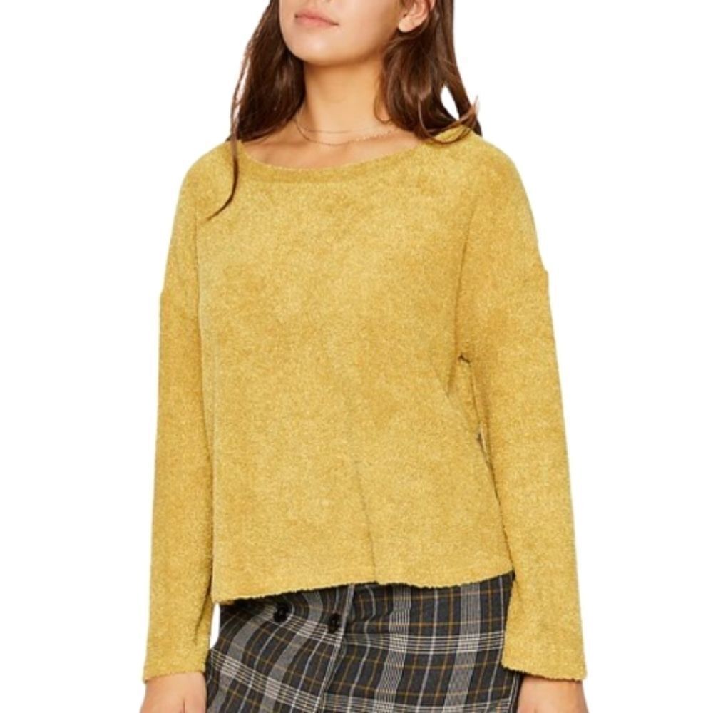 Sadie & Sage Yellow Oversized Loop Terry Scoop Neck Sweater  Womens Size M & L